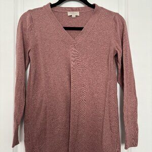Cozy Loft V-Neck Sweater | Soft Rose Pink | Size S Petite